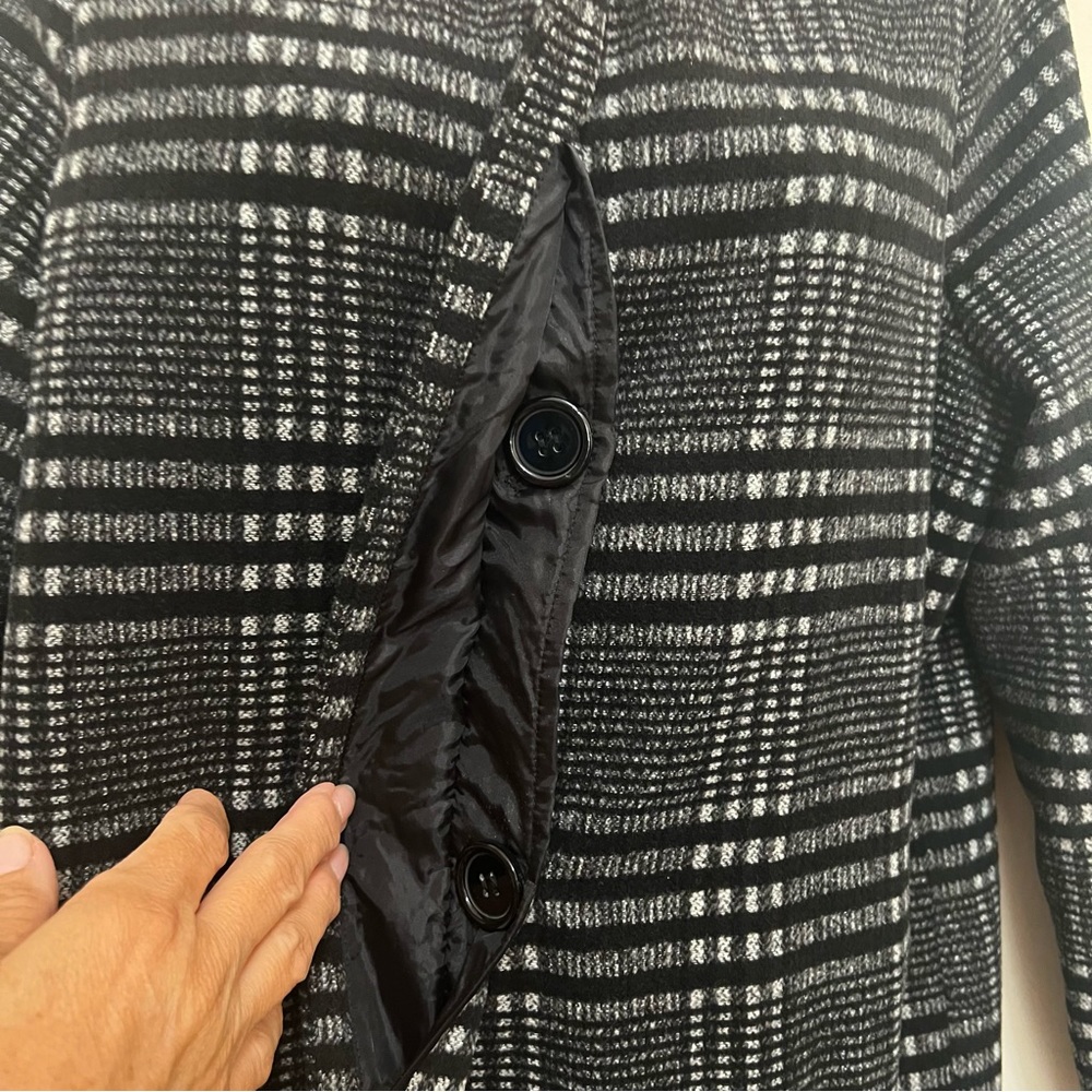 Hazel Anthropologie Black Plaid Coat - Picture 4 of 10